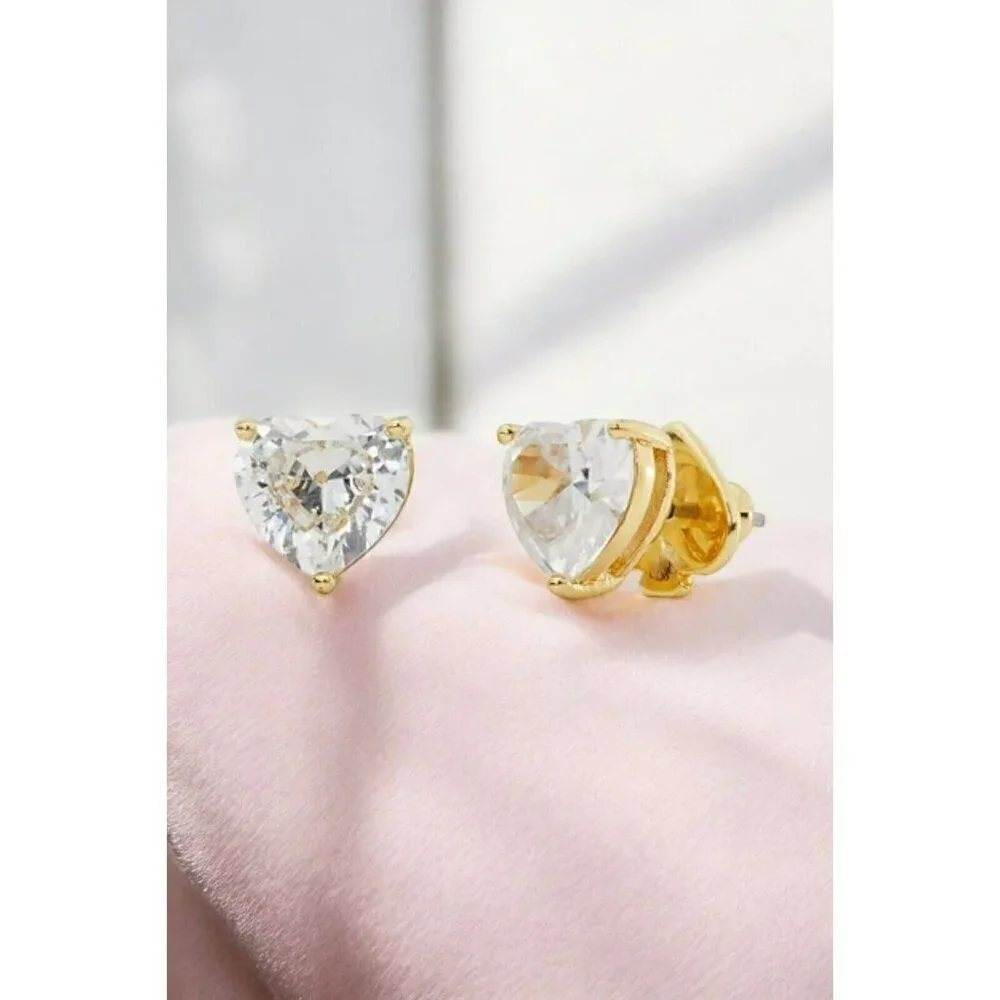 Kate Spade New York My Love Heart Stud Earrings in Clear Gold